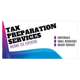Retro Diagonal Tax Preparation Services Banner