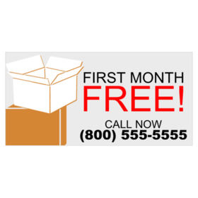 First Month Free Box Designed Storage Banner