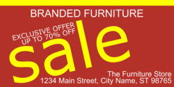 Branded Furniture With Yellow Diagonal Sale on Rust Background Banner