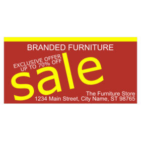 Branded Furniture With Yellow Diagonal Sale on Rust Background Banner