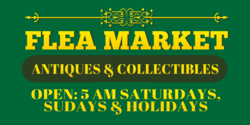 Yellow Text On Antique Green Background Flea Market Banner