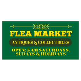 Yellow Text On Antique Green Background Flea Market Banner
