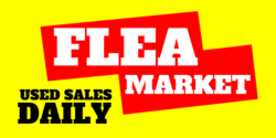 Red Tag With White Flea Market Text On Yellow Banner