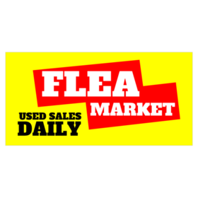 Red Tag With White Flea Market Text On Yellow Banner