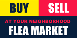 Buy Sell Neighborhood Flea Market Banner Red, Yellow and Black Design