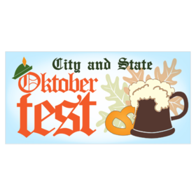Oktoberfest Banner With Mug and Hat Design