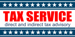 Top and Bottom White Star Blue Striped Bordered  Tax Service Advisory Banner
