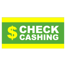 WE CASH CHECKS Banner Sign Yellow with Red & Black