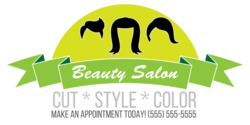 Green Center Positioned Wavy Salon Banner 