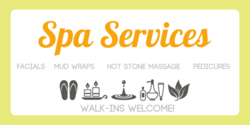 Spa Servcies Walk Ins Welcome Banner