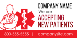 Red and White Personalized Accepting New Patients Banner