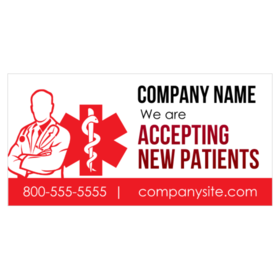 Red and White Personalized Accepting New Patients Banner