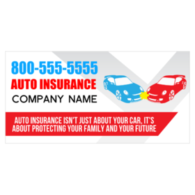 Blue and Red Car Silhouette Car Insurance Banner