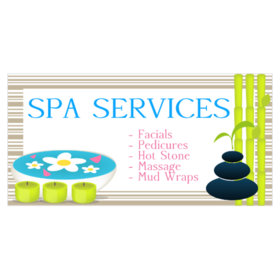 Spa Services Banner With Candles and Heated Stones Design