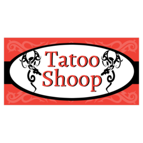 Oval Only On Two Tones Paisley Background Tattoo Shop Banner