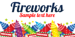 Fire Works Sample Text Banner Rocket Collage Design