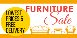 Furniture Sale With Yellow Circle Dot and Furniture Silhouette Banner