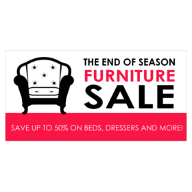 Black Lounge Chair Design with Red Bottom Stripe Furniture Sale Banner