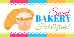 Bakery Banner With Croissant and Cupcake