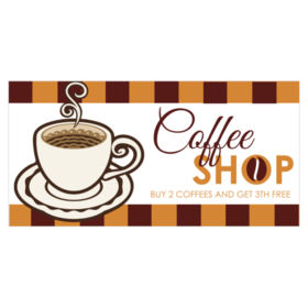 Coffee Cup and Saucer Coffee Shop Banner