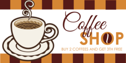 Coffee Cup and Saucer Coffee Shop Banner