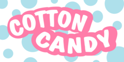Curved Pink Outlined White Text Cotton Candy Banner