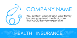 Blue and White Stethoscope Health Insurance Banner