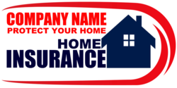 Red Swirl Around Black Silhouette House Insurance Banner