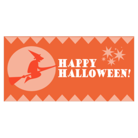 Witch In Front of Moon Silhouette Happy Halloween Banner