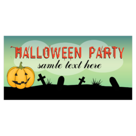 Pumpkin In Graveyard Halloween Party Banner