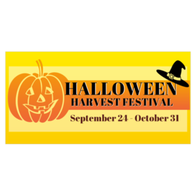 Orange Jack O Lantern On Yellow With Black Witch Hat Halloween Festival Banner