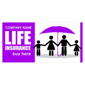 Family Silhouette Under Umbrella Life Insurance Banner