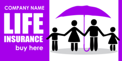Family Silhouette Under Umbrella Life Insurance Banner