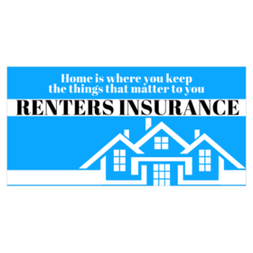 White Home Outlined Renter Home Insurance Banner
