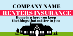 Red Striped Renters Insurance With Home Design Banner