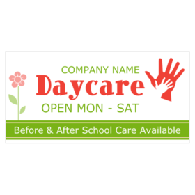 Open Monday - Saturday Personalized Daycare Banner