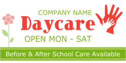 Open Monday - Saturday Personalized Daycare Banner