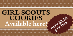 Girl Scouts Cookies Available Banner