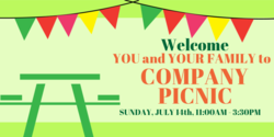 Green With Flags Company Picnic Welcome Banner