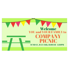 Green With Flags Company Picnic Welcome Banner