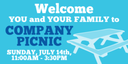 White On Blue Welcome Family Picnic Banner