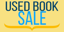 Black and Blue On Yellow Used Book Sale Banner