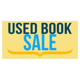 Black and Blue On Yellow Used Book Sale Banner