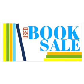 Stacked and shelved Book Design Used Book Sale Banner