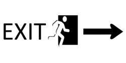 Black Right Arrow Exit Banner With Pedestrian In Middle