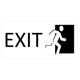 Black Exit On White Banner With Pedestrian To Right