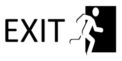 Black Exit On White Banner With Pedestrian To Right
