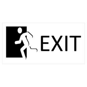 Black Exit On White Banner With Pedestrian To Left