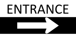 White Inversed On Black Right Arrow Entrance Banner
