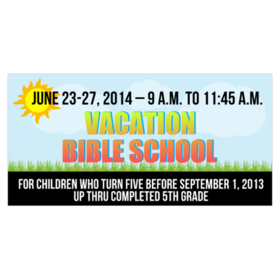 Five Years Old And Under Vacation Bible School Banner